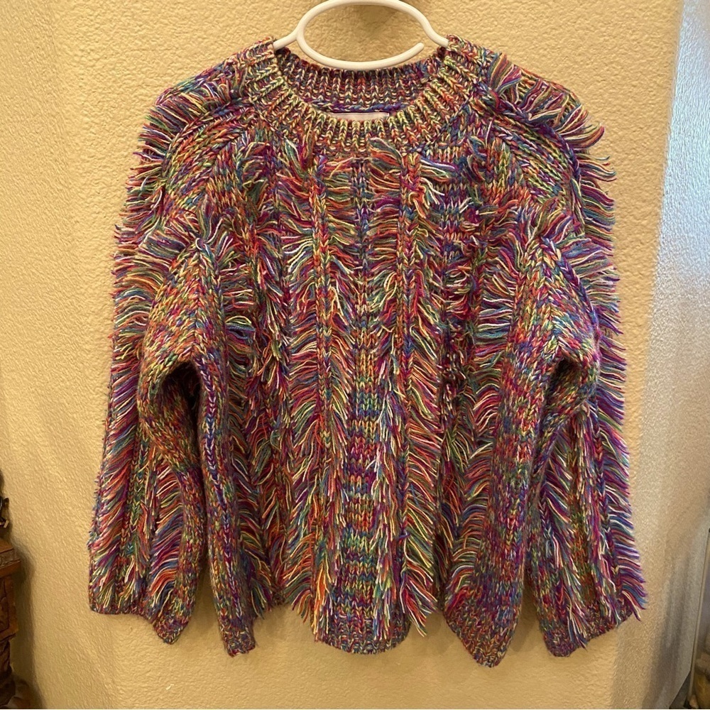 STELLA MCCARTNEY Girls Kids Colorful Rainbow Fringe Knitt Sweater Size 8 Yrs